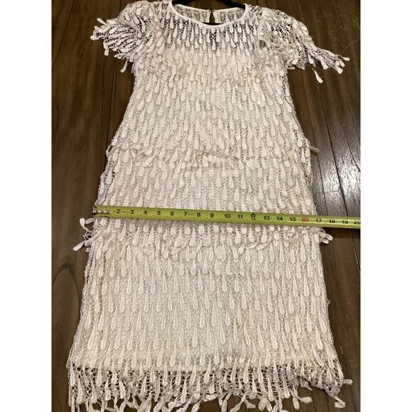 Vintage Cachet by Bari Protas Fringe Lace crochet Short Sleeve flapper Dress 5/6 - Picture 5 of 12